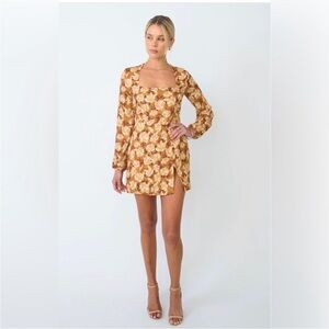 RESA Jasmine Mini Yellow Floral Ashland Dress Sz XS